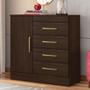 Imagem de Cômoda P/ Quarto 1 Porta 4Gav Montevideu D02 Ebano Touch