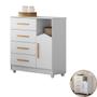 Imagem de Cômoda Quarto Mdf Infantil Bebê 4 Gavetas 1 Porta Resistente