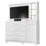 Imagem de Cômoda Sapateira Com Painel Para Tv 4 Gavetas Azaléia A02 Branco Fosco