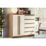 Imagem de Cômoda Solteiro Málaga Gold 2 Portas e 5 Gavetas jatoba/Areia - Santos Andirá