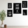 Imagem de Composição 5 Quadros Frases De Café - Com Vidro
