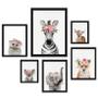 Imagem de Composição 6 Quadros Infantis Animais Com Flores - Com Vidro