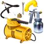 Imagem de Compressor de Ar Portátil 1/4HP Ar Direto 3,4 bar Bivolt 127v 220v Kit Pintura Pistola Mangueira Tekna