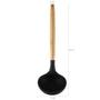 Imagem de Concha De Silicone Preto Com Cabo De Bambu Utensílio De Cozinha Concha Para Feijão Yoi