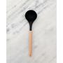 Imagem de Concha De Silicone Preto Com Cabo De Bambu Utensílio De Cozinha Concha Para Feijão Yoi