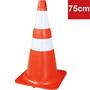 Imagem de Cone NBR de PVC com Faixa Refletiva Auto Adesiva 1.0 Laranja e Branco 75cm. Conforme NBR 14.644