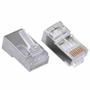 Imagem de Conector Blindado RJ45 Cat6e 8P8c Para Gigabit Ethernet Banhado a Ouro 100 Unidades Exbom - CONT-RJ45C6M100