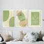 Imagem de Conj. 3 Quadros Abstratos Verde/Bege - 24x18cm