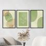 Imagem de Conj. 3 Quadros Abstratos Verde/Bege - 24x18cm