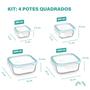 Imagem de Conj 4 Potes Hermeticos Quad Vidro Resistente Silicone Mmh