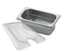Imagem de CONJ 6 CUBAS Gastronômicas Em INOX GN 1/9x65 mm 590 ml + 6 TAMPAS Em POLI Com ABERTURA Para Colher ZAHAV CAMBRO
