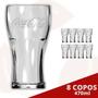 Imagem de Conj 8 Copo de Vidro Coca 470ml Clássico Nadir