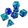 Imagem de Conj. de 7 dados Iridescente - Azul e Verde - RPG