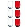 Imagem de Conj de Copos Vidro 3-Transp 3-Vermelho 450ml California