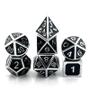 Imagem de Conj. de dados Metálicos Preto com Prata - RPG