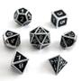 Imagem de Conj. de dados Metálicos Preto com Prata - RPG