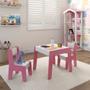 Imagem de Conj de Mesa Infantil com 2 cadeiras MDF Diana Branco Rosa Ofertamo