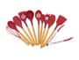 Imagem de Conj utensilios de silicone vermelho 12 peças