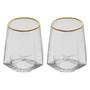 Imagem de Conjunto 02 Copos baixos Cristal de Chumbo com Fio de Ouro Taj 550ml - Wolff
