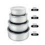 Imagem de Conjunto 04 tigelas aço inox vasilha multiuso cozinha potes com tampa