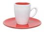 Imagem de Conjunto 06 Xícaras e Pires Café Expresso 75ml Coral e Branco - Oxford Porcelanas