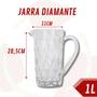Imagem de Conjunto 1 Jarra Diamante 1L  e 6 Taças Vidro Resistente 300 ML 