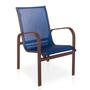 Imagem de Conjunto 1 Mesa + 4 Cadeiras Para Área Externa, Gourmet, Jardim e Churrasqueira - Cor Marrom com Tela Azul