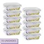 Imagem de Conjunto 10 Potes Retangular Vidro Hermetico c Trava 1040 ml