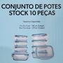 Imagem de Conjunto 10 Potes Stock Vidro Hermético 5x 185ml E 5x 370ml