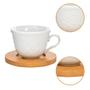 Imagem de Conjunto 12 Peças 6 Xícaras Porcelana 90ml Com 6 Pires Bambu