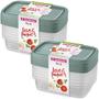 Imagem de Conjunto 12 Potes Plástico Transparente Tampa Verde 785Ml