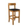 Conjunto 2 Banquetas Alta Orlando Mel Base em Madeira Maciça Assento Estofado Preto - WOOD MOBILIA Imagem de Conjunto 2 Banquetas Alta Orlando Mel Base em Madeira Maciça Assento Estofado Preto