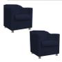 Imagem de Conjunto 2 Cadeira Decorativa Tila Sala Suede Azul Escuro - Kimi Design