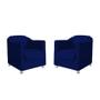 Imagem de Conjunto 2 Cadeira Decorativa Tila Sala Suede Azul Escuro - Kimi Design