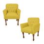 Imagem de Conjunto 2 Cadeira Poltrona Estofada Decorativa Salão Anitta Suede Amarelo LM DECOR