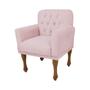 Imagem de Conjunto 2 Cadeira Poltrona Estofada Decorativa Salão Anitta Suede Rosa Bebe DL Decor