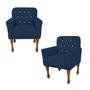 Imagem de Conjunto 2 Cadeira Poltrona Estofada Para Sala de Visitas Anitta Suede Azul Marinho DL Decor