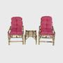 Imagem de Conjunto 2 Cadeiras Com Mesa De Bambu e Almofada Vermelho