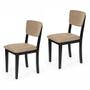 Imagem de Conjunto 2 Cadeiras de Jantar Estofada em Madeira Maciça Ella Preto/Marrom Claro