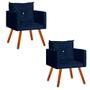 Imagem de Conjunto 2 Cadeiras Decorativa Sala E Recepção Aline Suede Azul Marinho - DL Decor