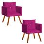 Imagem de Conjunto 2 Cadeiras Decorativa Sala E Recepção Aline Suede Rosa Pink- DL Decor