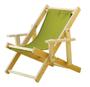 Imagem de Conjunto 2 Cadeiras Espreguiçadeira Dobrável Infantil Madeira Maciça Natural com Tecido Verde