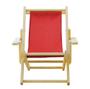 Imagem de Conjunto 2 Cadeiras Espreguiçadeira Dobrável Infantil Madeira Maciça Natural com Tecido Vermelho