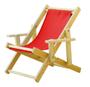 Imagem de Conjunto 2 Cadeiras Espreguiçadeira Dobrável Infantil Madeira Maciça Natural com Tecido Vermelho