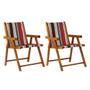 Imagem de Conjunto 2 Cadeiras Praia Dobrável em Madeira Envernizada Mel com Tecido
