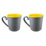 Imagem de Conjunto 2 Canecas De Porcelana Cinza c/ Amarelo 350ml Casal