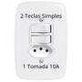 Imagem de Conjunto 2 Interruptores Simples com Tomada 10A Pluzie Linha Ideale 3 Pinos Bivolt Elétrica de Parede Apagador de Luz Duplo