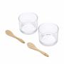 Imagem de Conjunto 2 Molheiras de Vidro Colheres Bambu Lyor 7x5cm