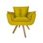 Imagem de Conjunto 2 Poltrona Estofada Base Giratória De Madeira Clínica Opala Suede Amarelo - DL Decor