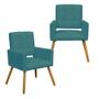 Imagem de Conjunto 2 Poltronas Cadeira Estofada Decorativa Camila Suede Azul Turquesa - INCASA DECOR